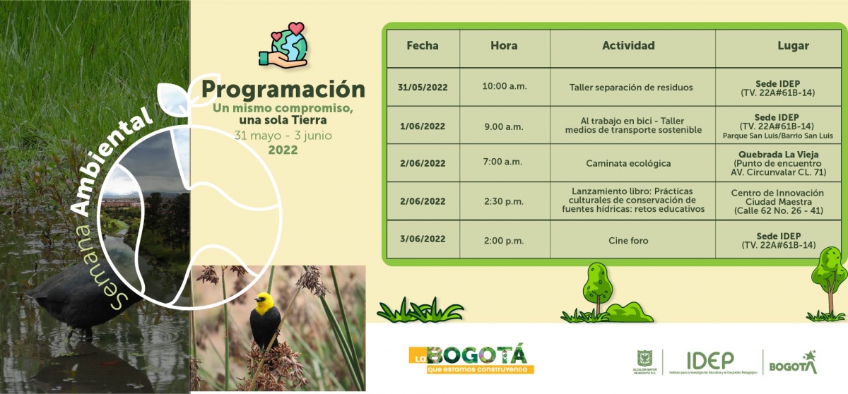 Imagen con la programación de las actividades