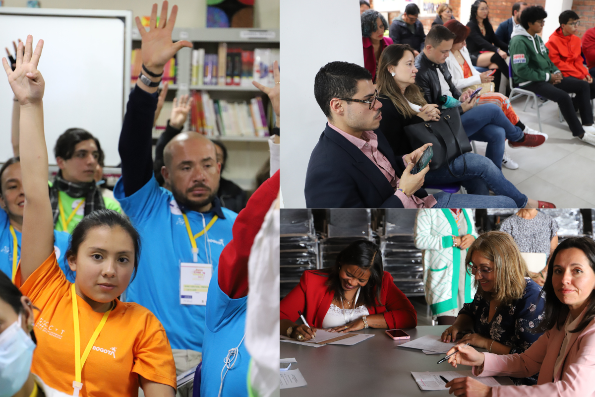 Collage de varios docentes participando de encuentros pedagógicos 