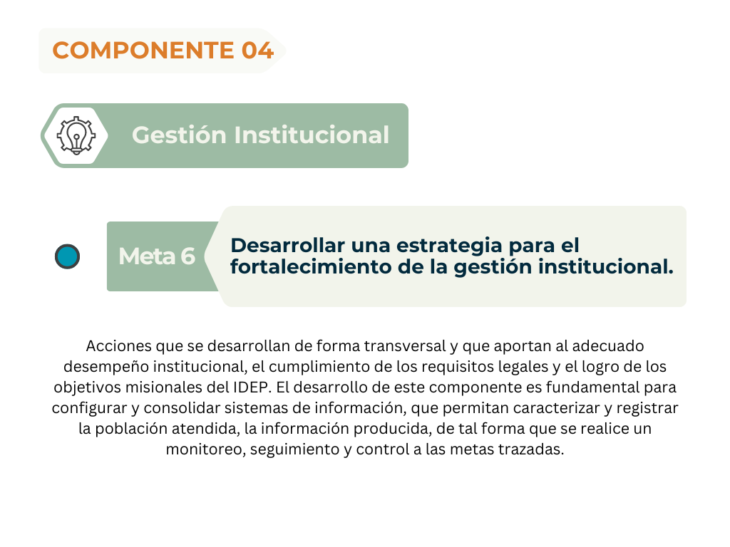 Componente 4, gestión institucional